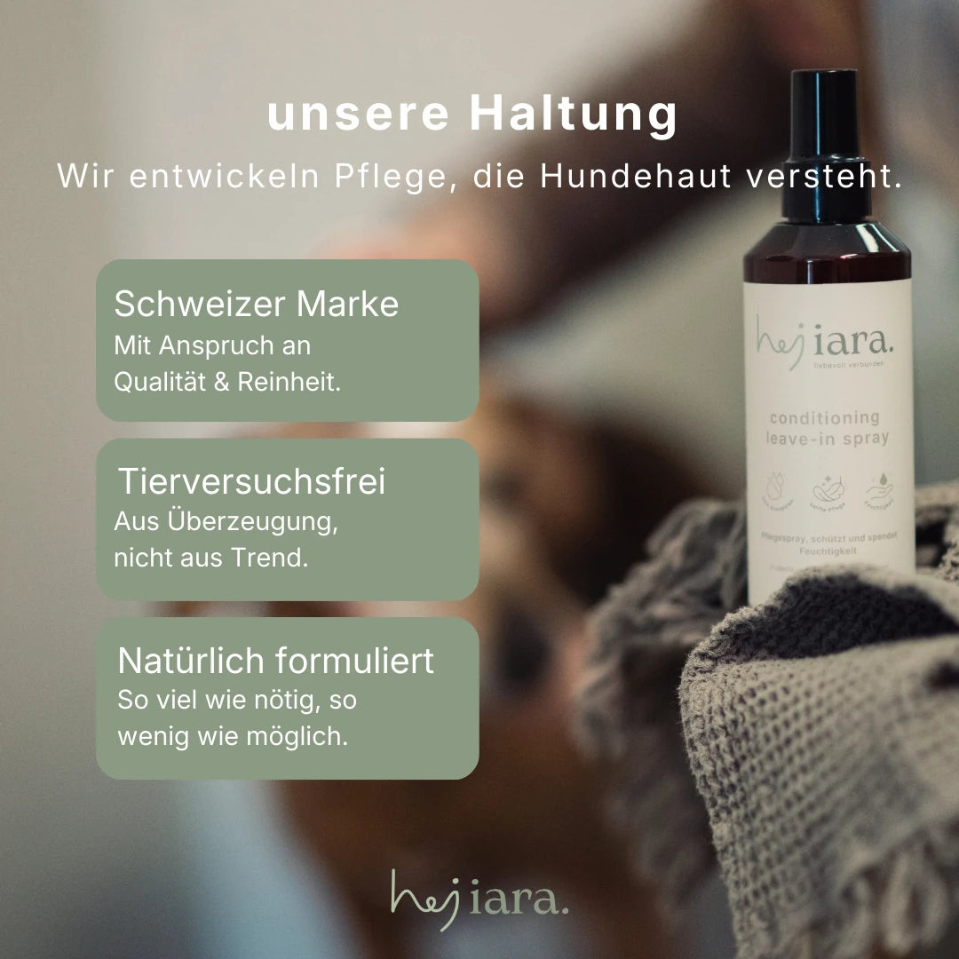Die Haltung vom hej iara zum Fellpflegespray