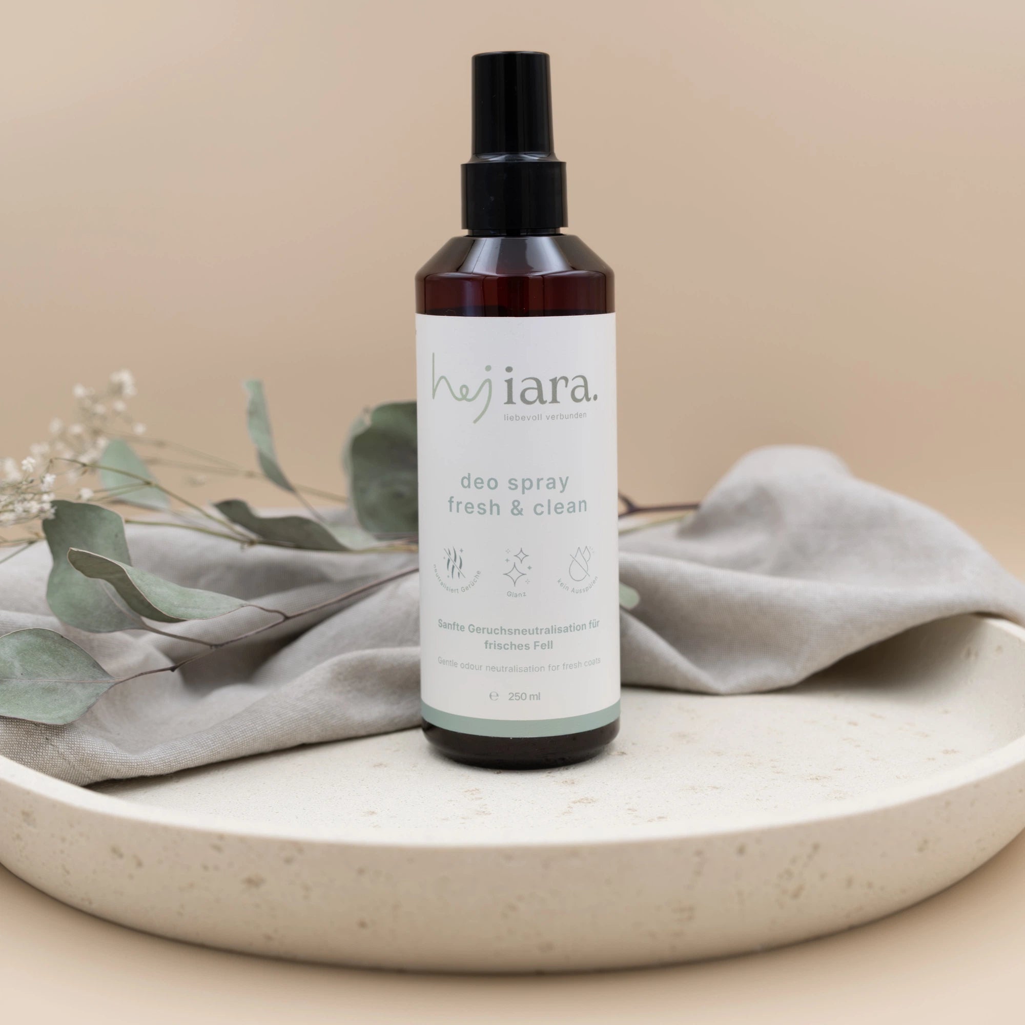 hej iara Deo Spray Fresh & Clean 250ml – natürlicher Geruchsentferner für Hunde