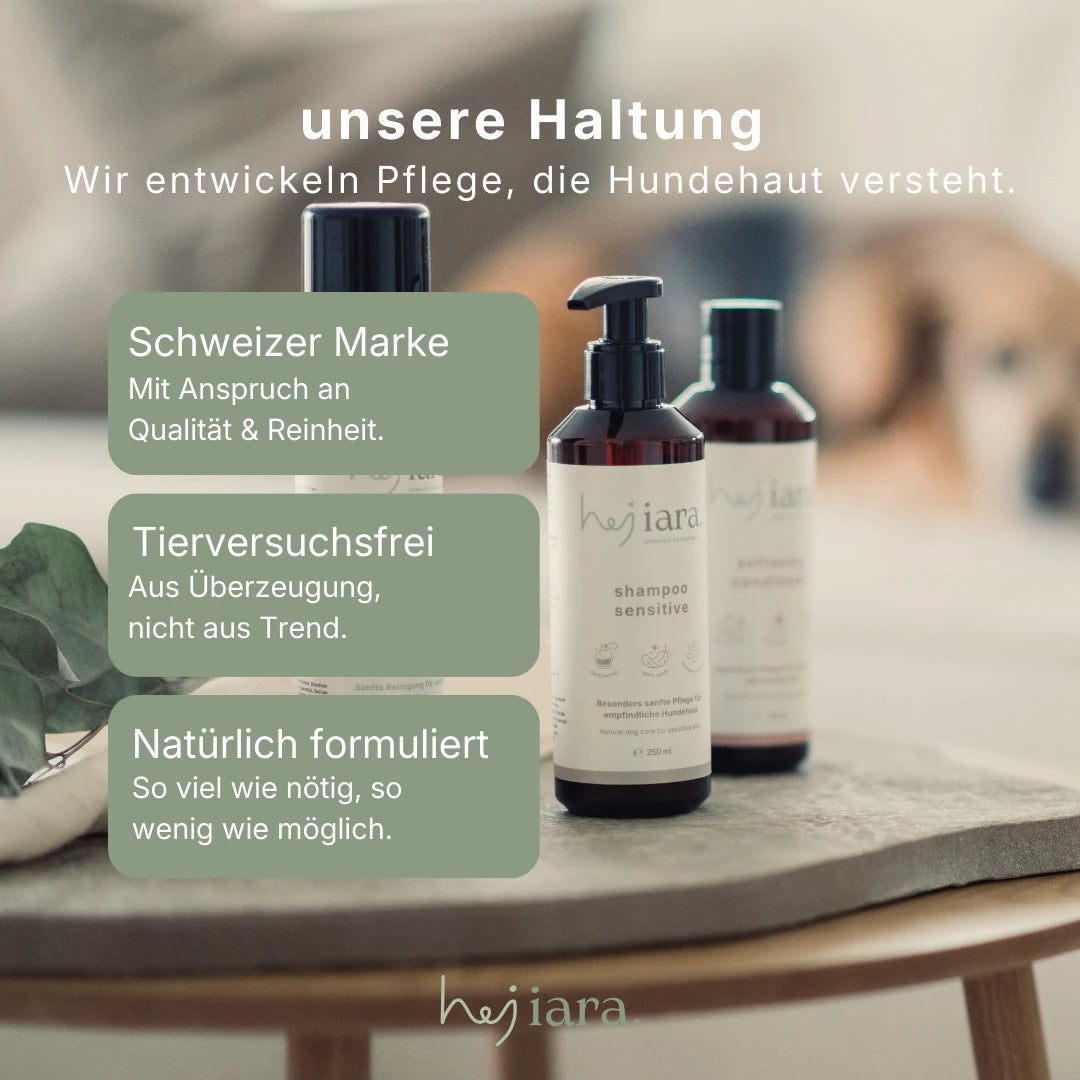 hej iara Haltung – sensitive Shampoo, tierversuchsfrei & Schweizer Qualität